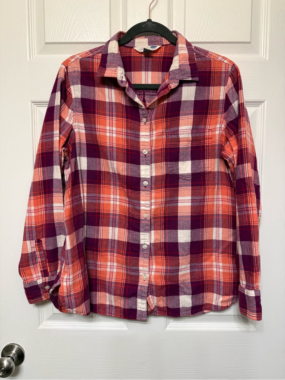Ladies 100% Cotton Flannel Button Down in Large